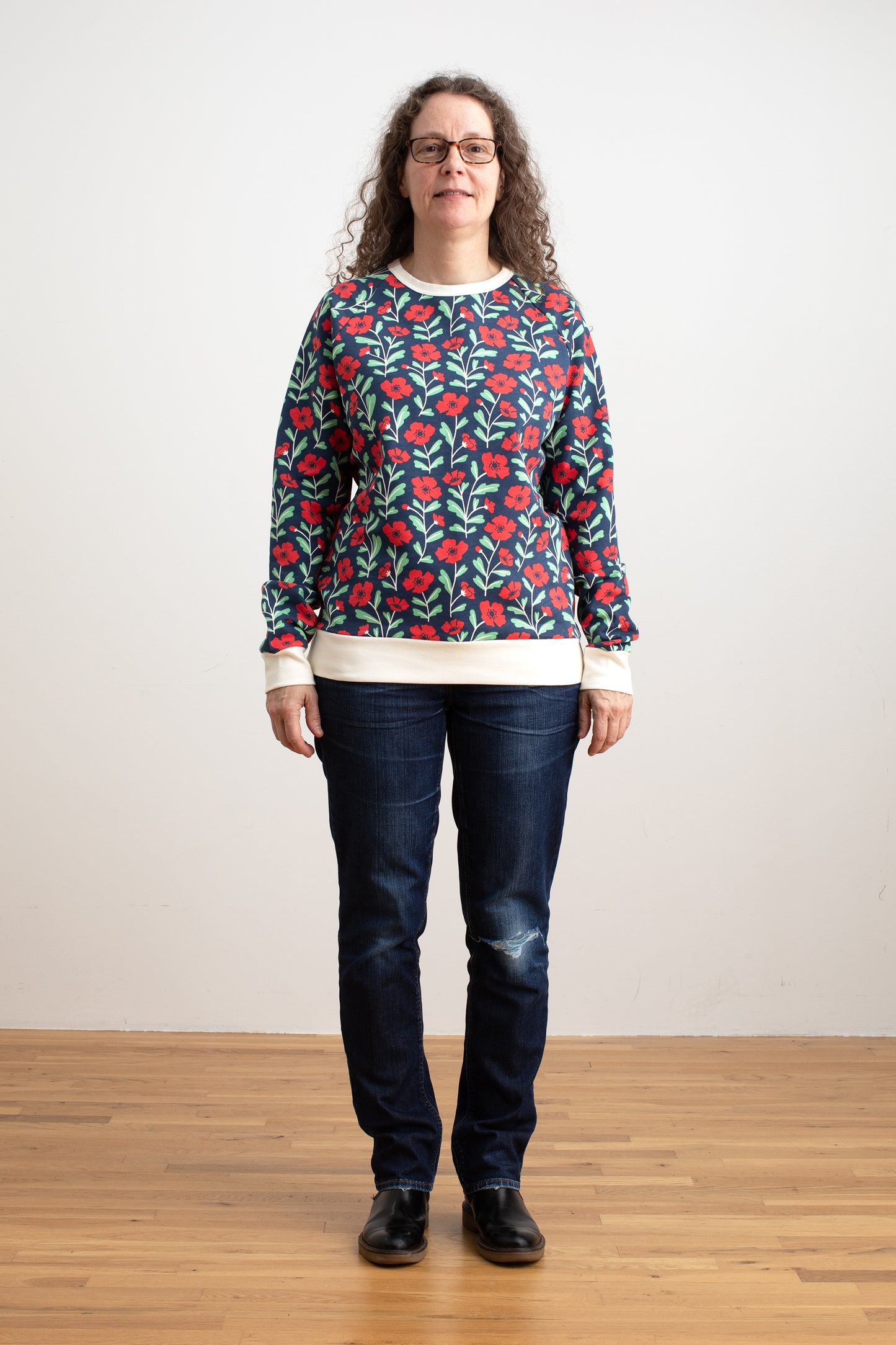 Adult Sweatshirt - Poppies Navy