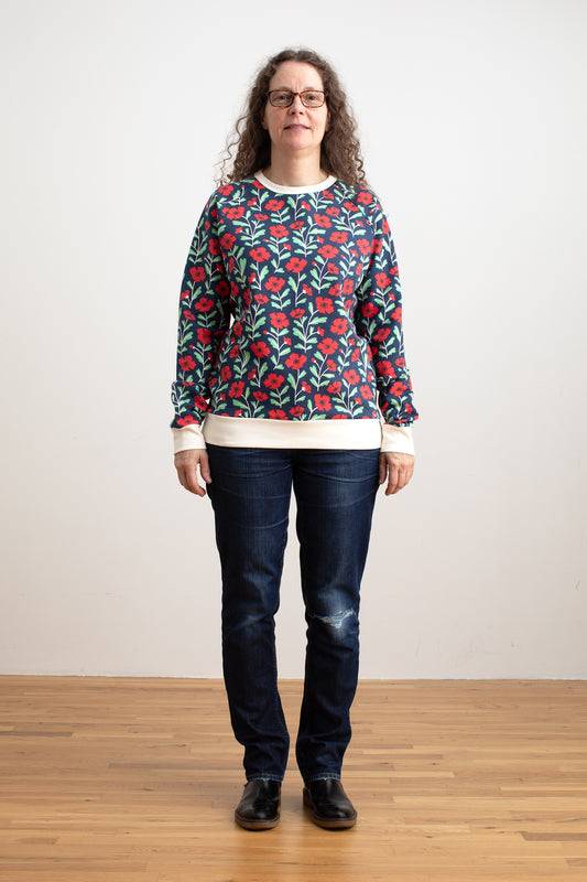 Adult Sweatshirt - Poppies Navy
