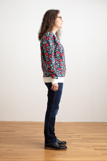 Adult Sweatshirt - Poppies Navy