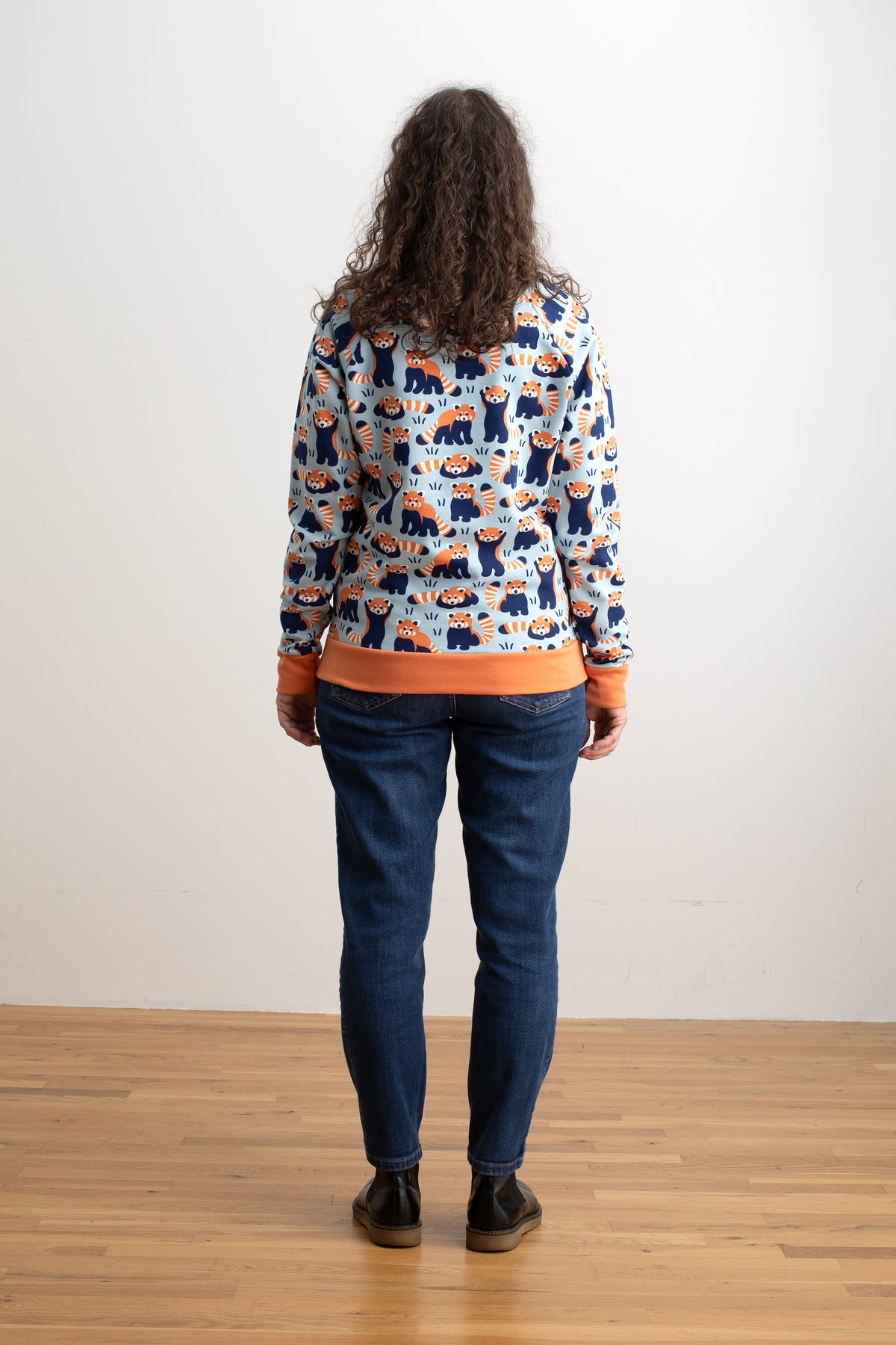 Adult Sweatshirt - Red Pandas Pale Blue