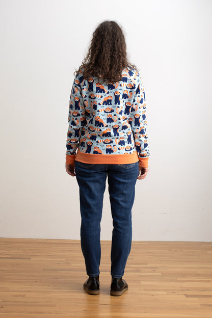 Adult Sweatshirt - Red Pandas Pale Blue