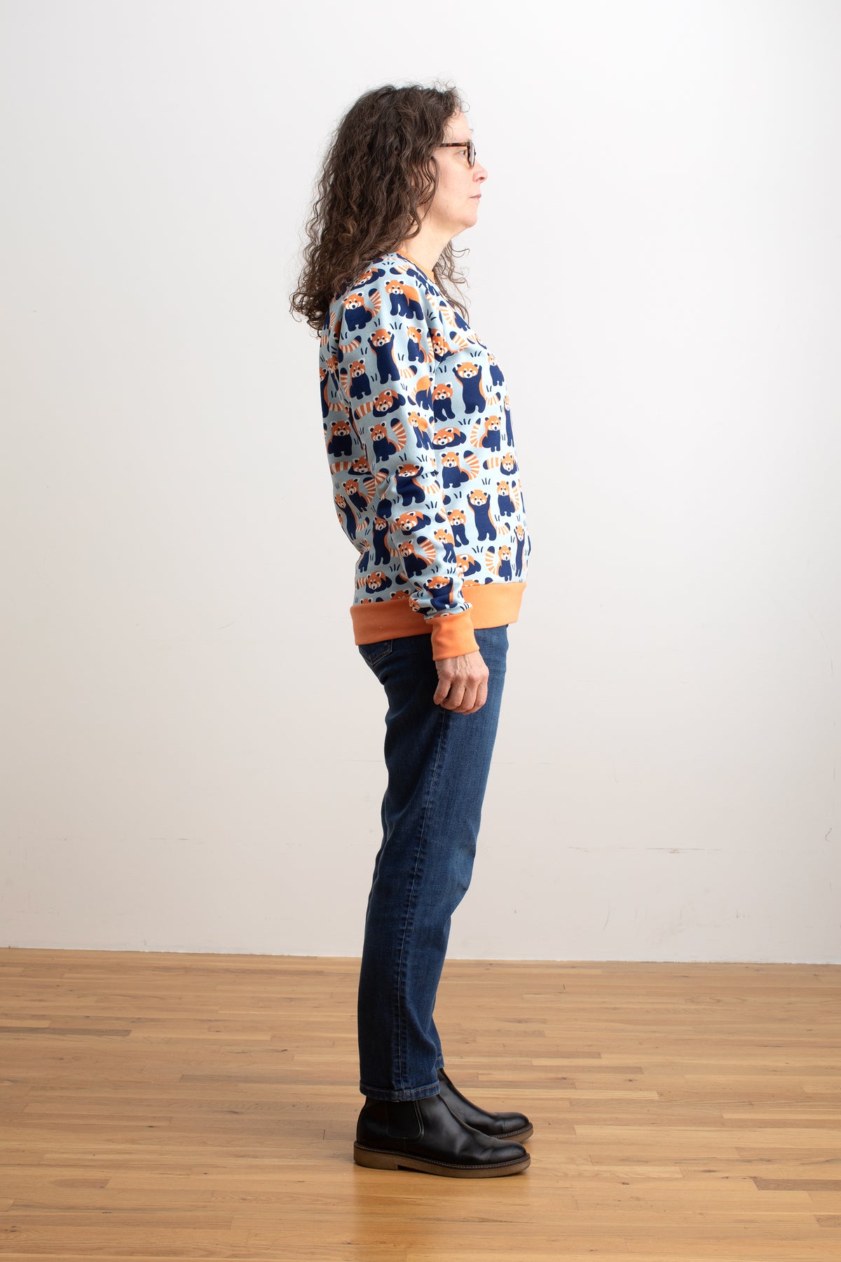 Adult Sweatshirt - Red Pandas Pale Blue