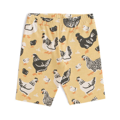 Bike Shorts - Chicken Family Yellow