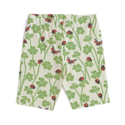 Bike Shorts - Clover & Ladybugs Green
