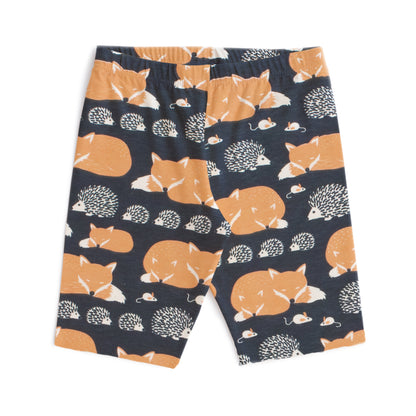 Bike Shorts - Foxes & Hedgehogs Night Sky