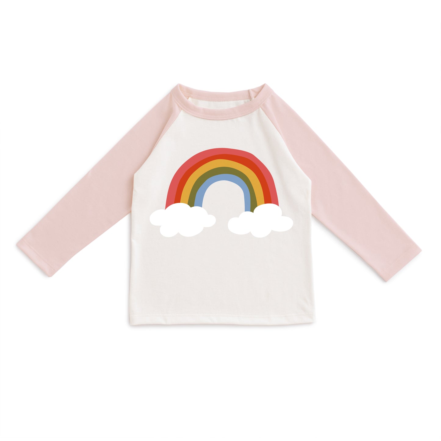 3/4 Sleeve Baseball Tee - Rainbow Pink & Natural