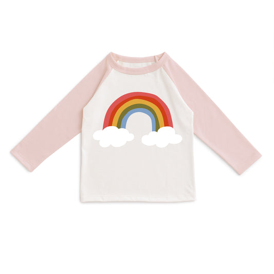 3/4 Sleeve Baseball Tee - Rainbow Pink & Natural