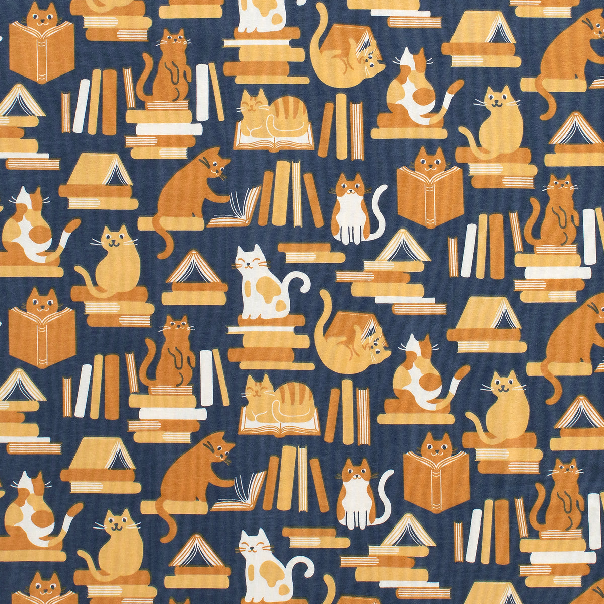 Leggings - Cats & Books Navy & Gold