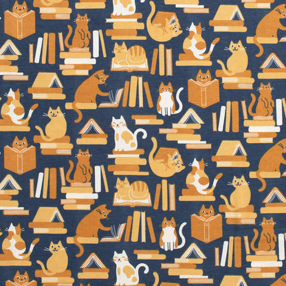 Leggings - Cats & Books Navy & Gold