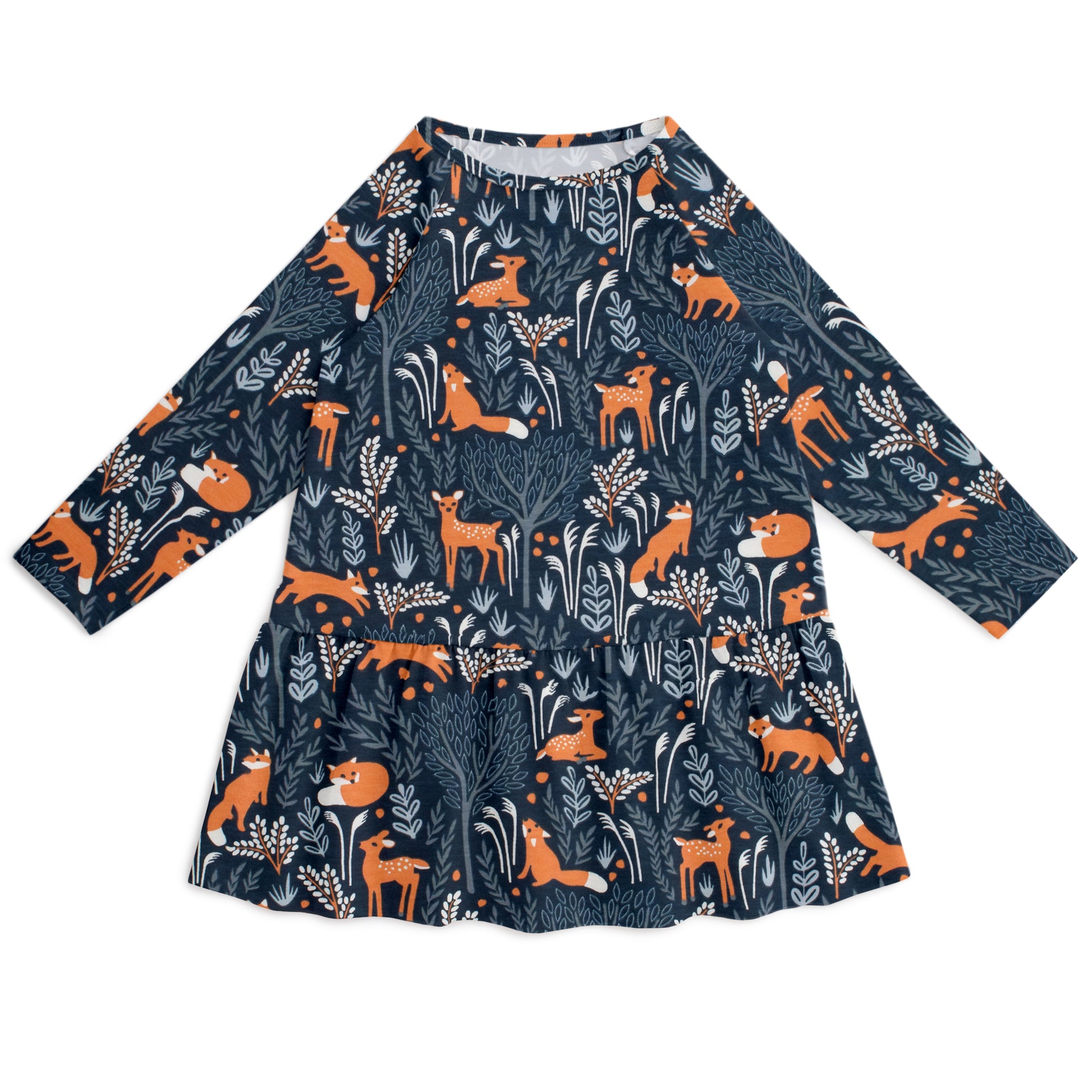 Kids Chicago Dress - Deer & Foxes Night Sky 10 Kids Chicago Dress - Deer & Foxes Night Sky 10