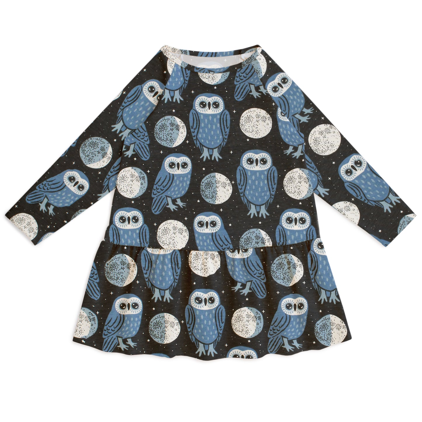 Chicago Dress - Midnight Owls Charcoal & Blue