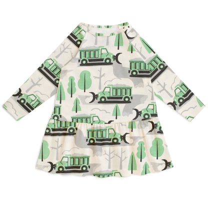 Chicago Dress - Snow Plows Green