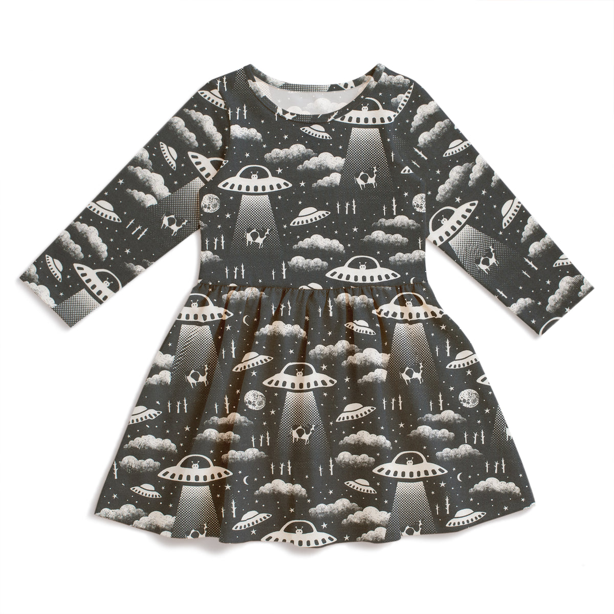 Calgary Dress - Aliens Charcoal