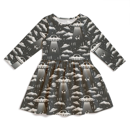 Calgary Dress - Aliens Charcoal