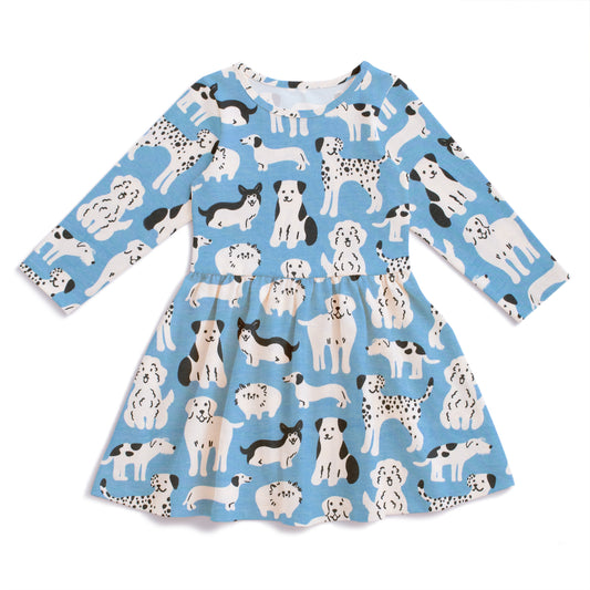 Calgary Dress - Dog Parade Blue