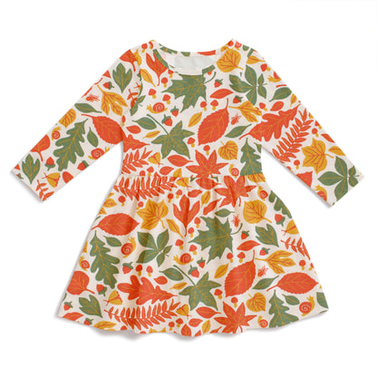 Calgary Dress - Leaves Yellow & Green