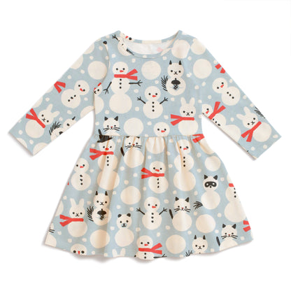 Calgary Dress - Snow Creatures Sky Blue