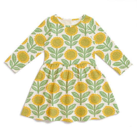 Calgary Dress - Sunflowers Green