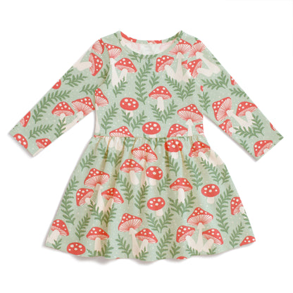 Calgary Dress - Toadstools Green & Red
