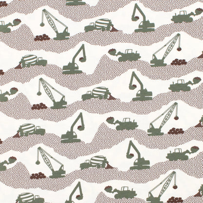Fitted Crib Sheet - Construction Forest Green