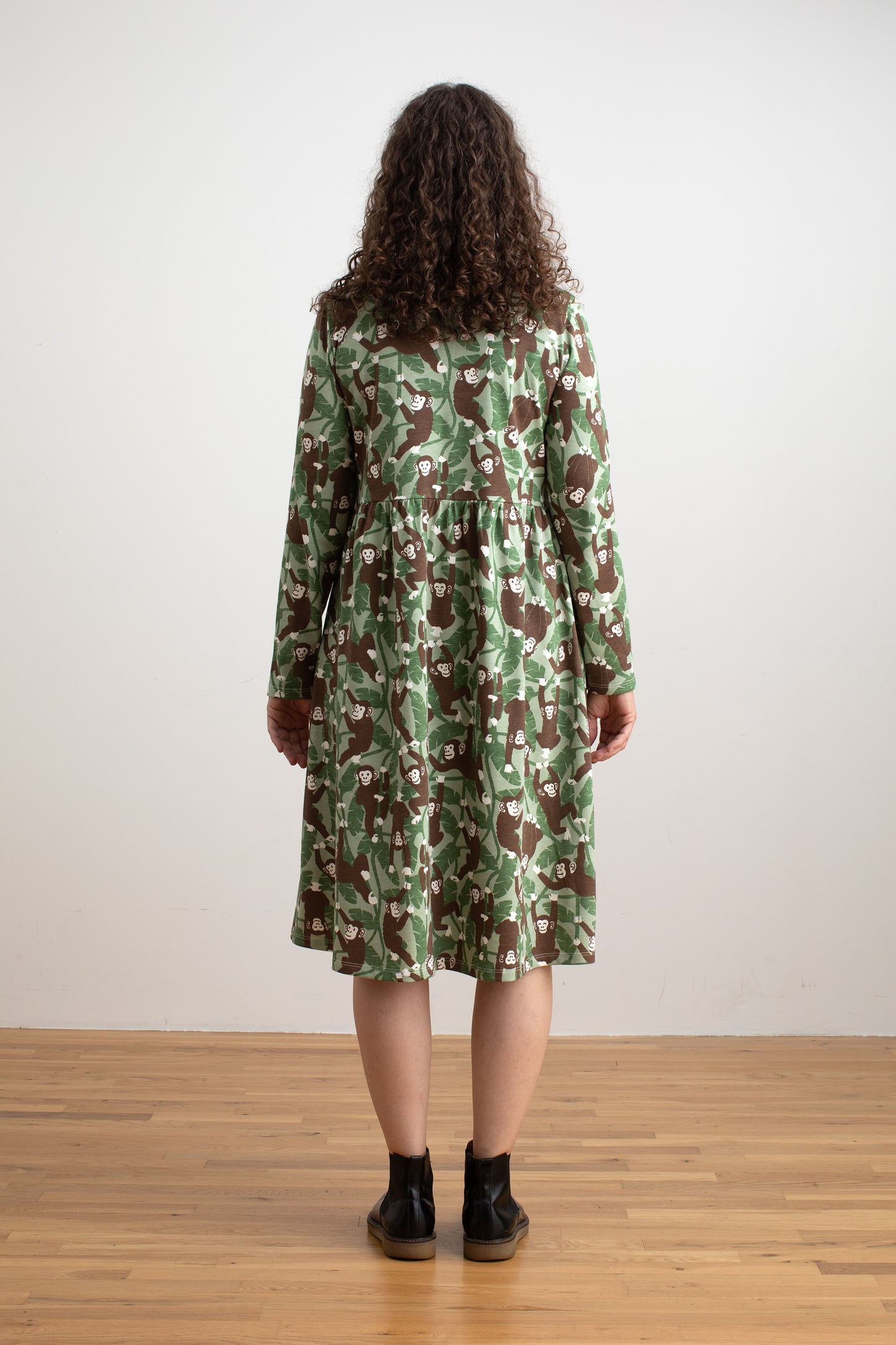 Copenhagen Dress - Chimpanzees Green