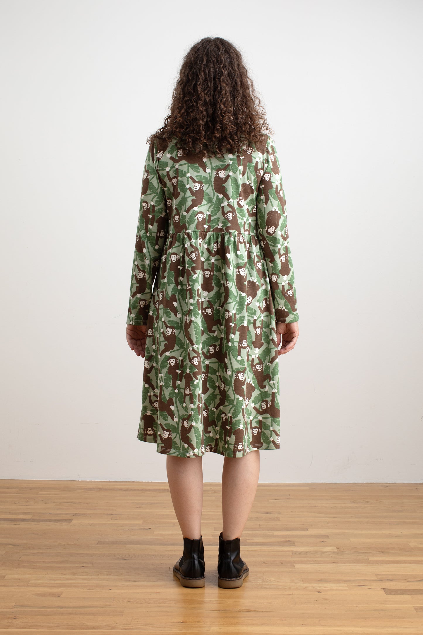 Copenhagen Dress - Chimpanzees Green
