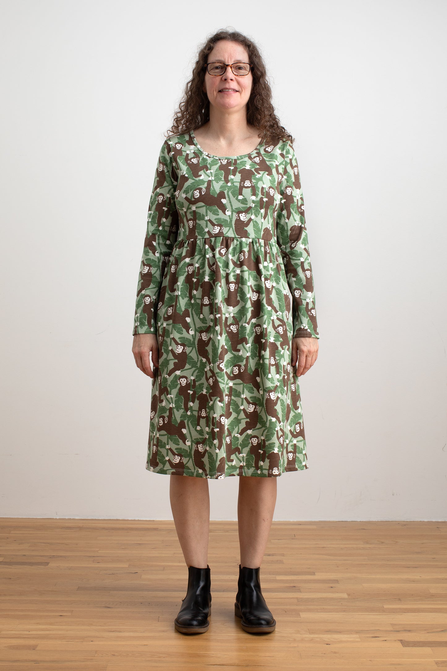 Copenhagen Dress - Chimpanzees Green
