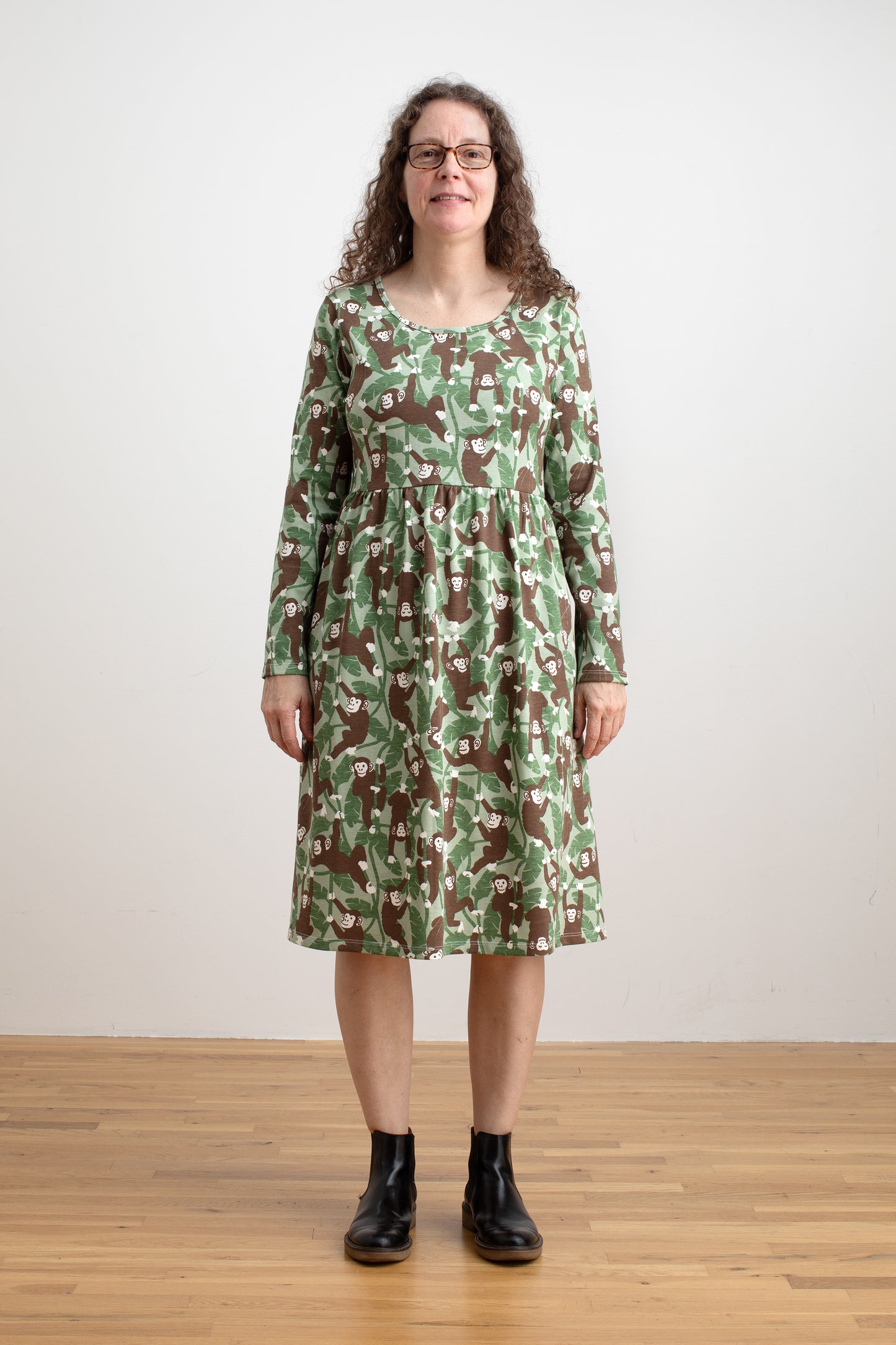 Copenhagen Dress - Chimpanzees Green
