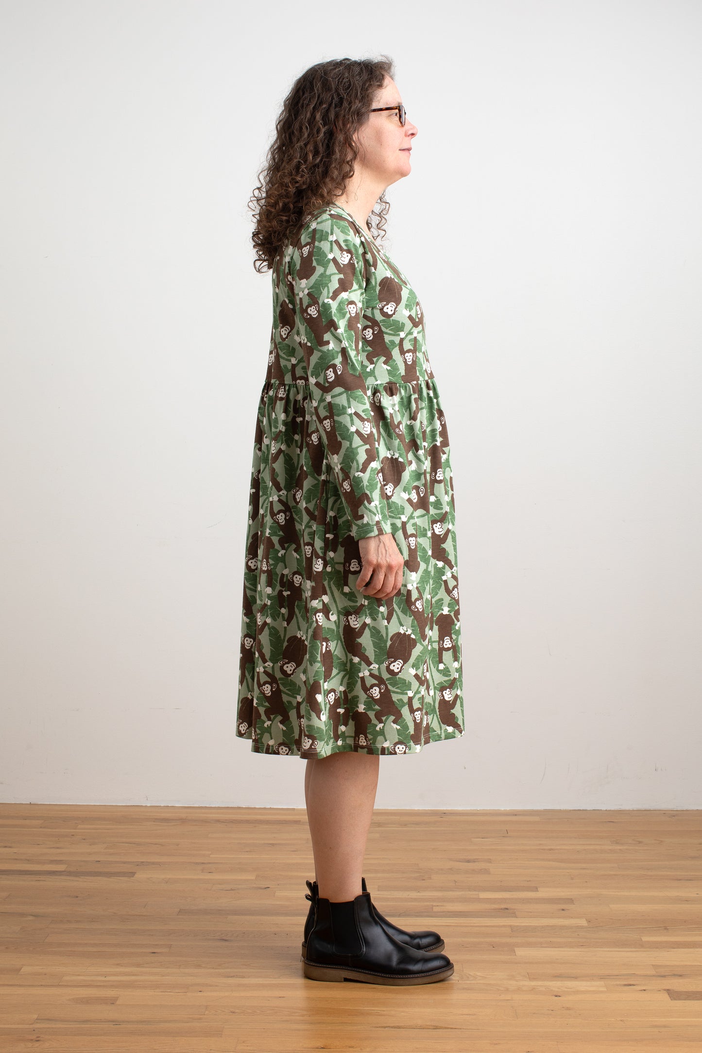 Copenhagen Dress - Chimpanzees Green