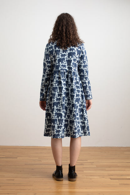 Copenhagen Dress - Elephant Herd Navy