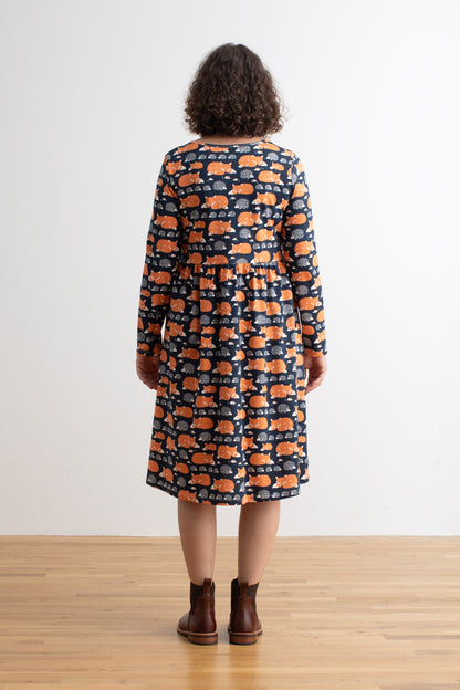 Copenhagen Dress - Foxes & Hedgehogs Night Sky