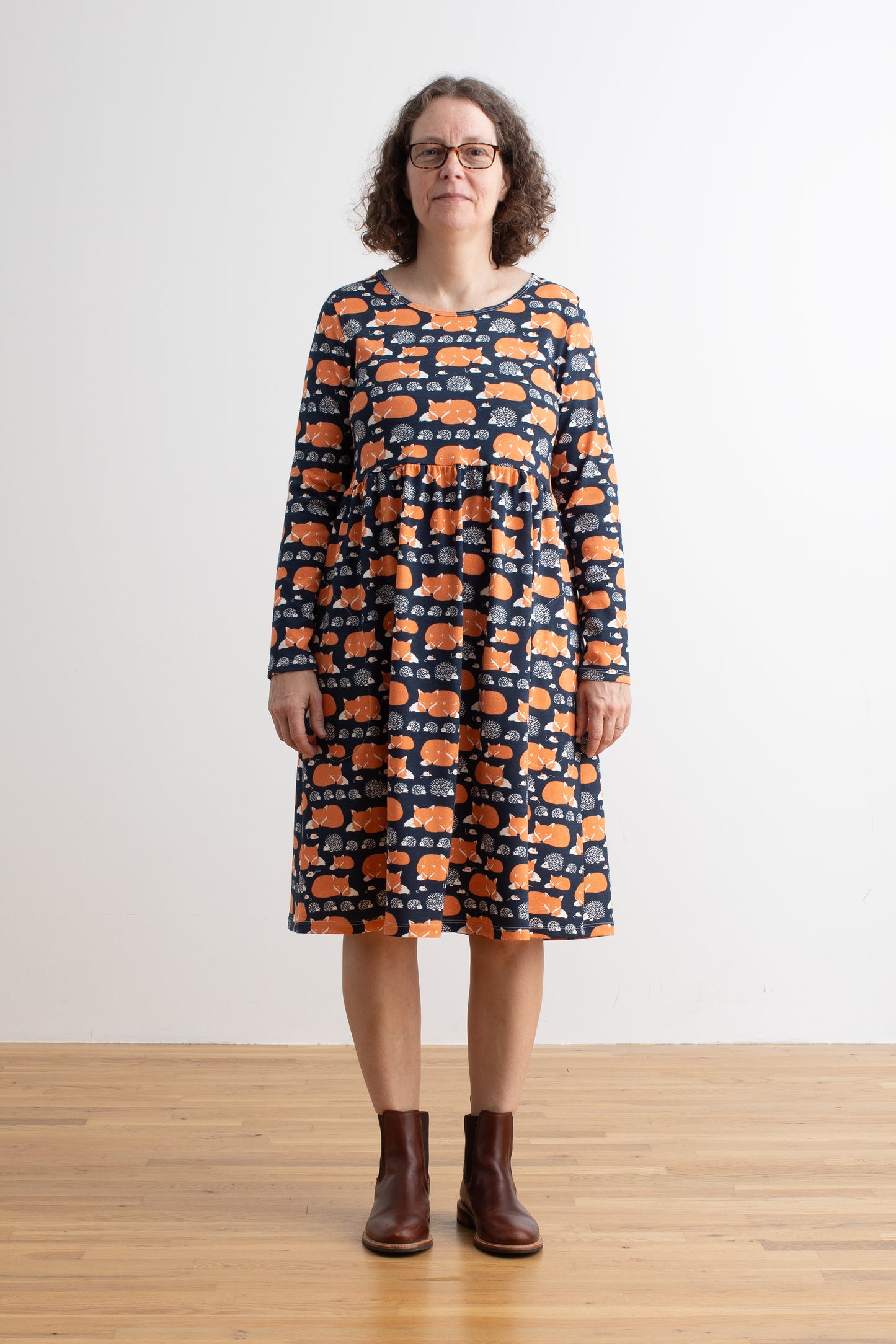 Copenhagen Dress - Foxes & Hedgehogs Night Sky