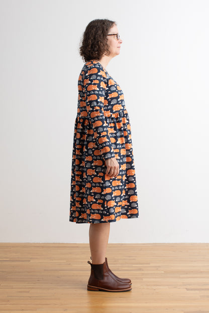 Copenhagen Dress - Foxes & Hedgehogs Night Sky