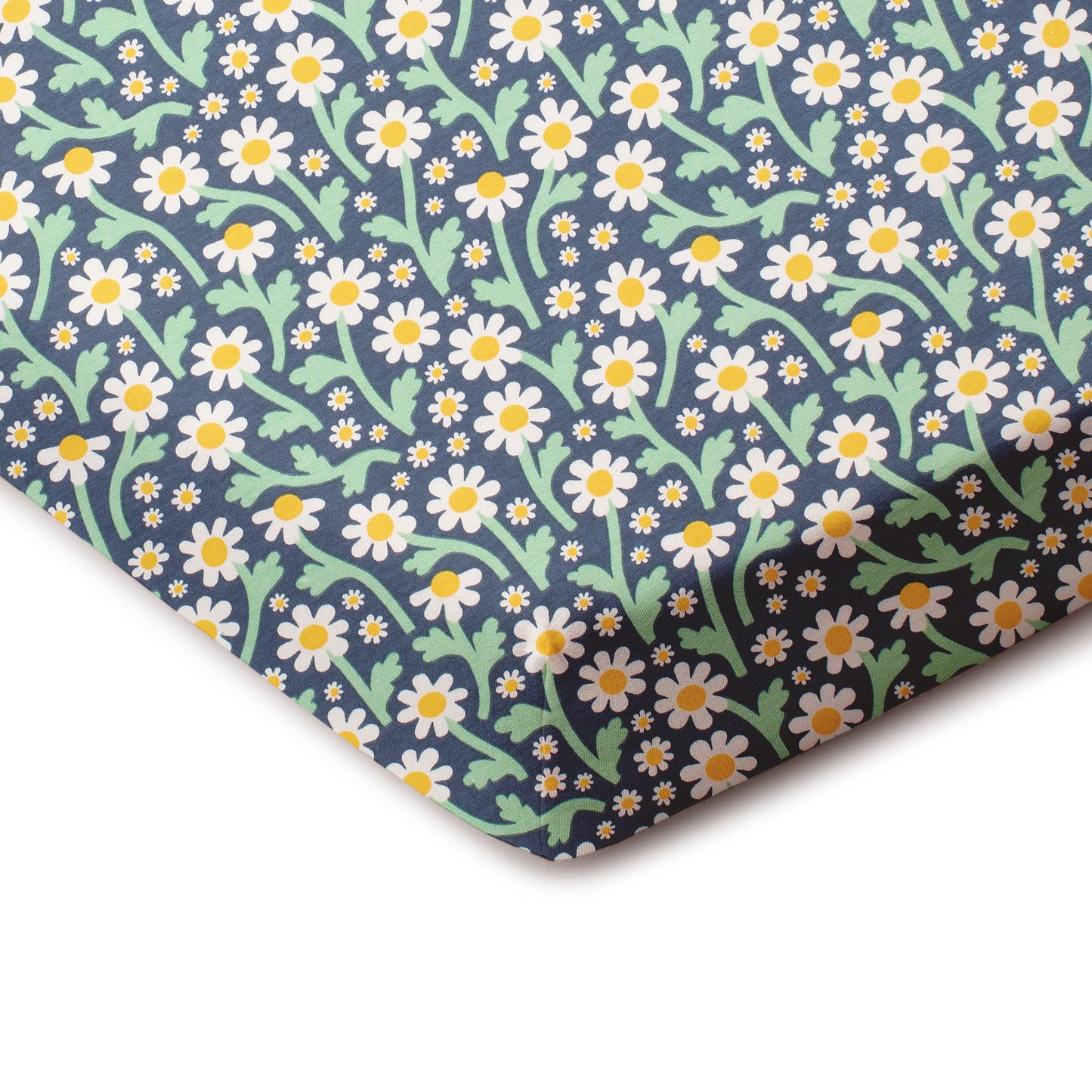 Fitted Crib Sheet - Bold Daisies Navy