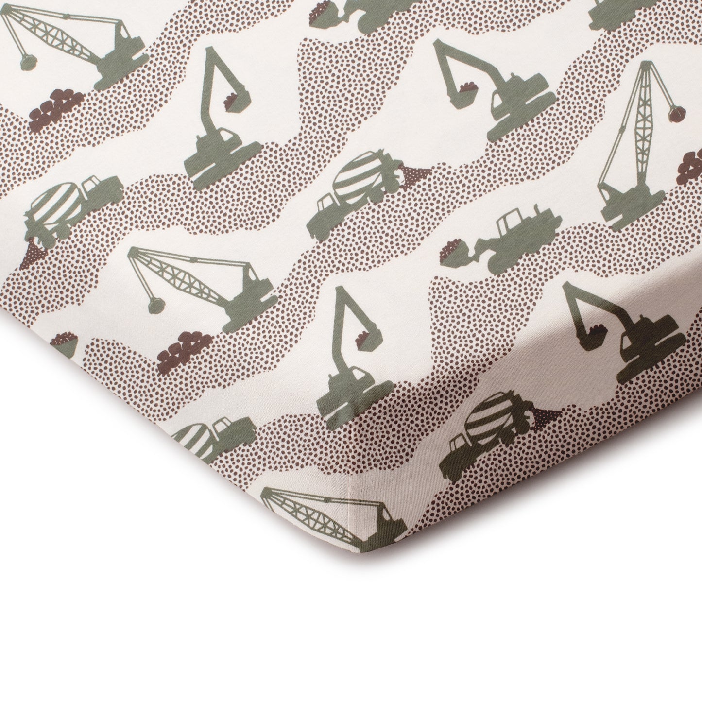 Fitted Crib Sheet - Construction Forest Green