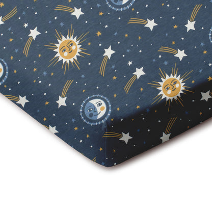 Fitted Crib Sheet - Celestial Navy