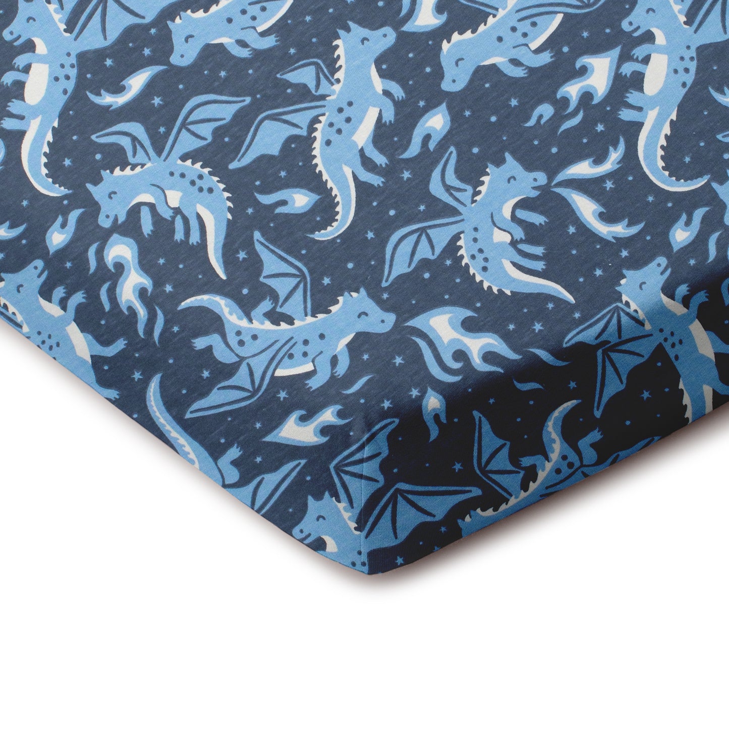 Fitted Crib Sheet - Dragons Navy