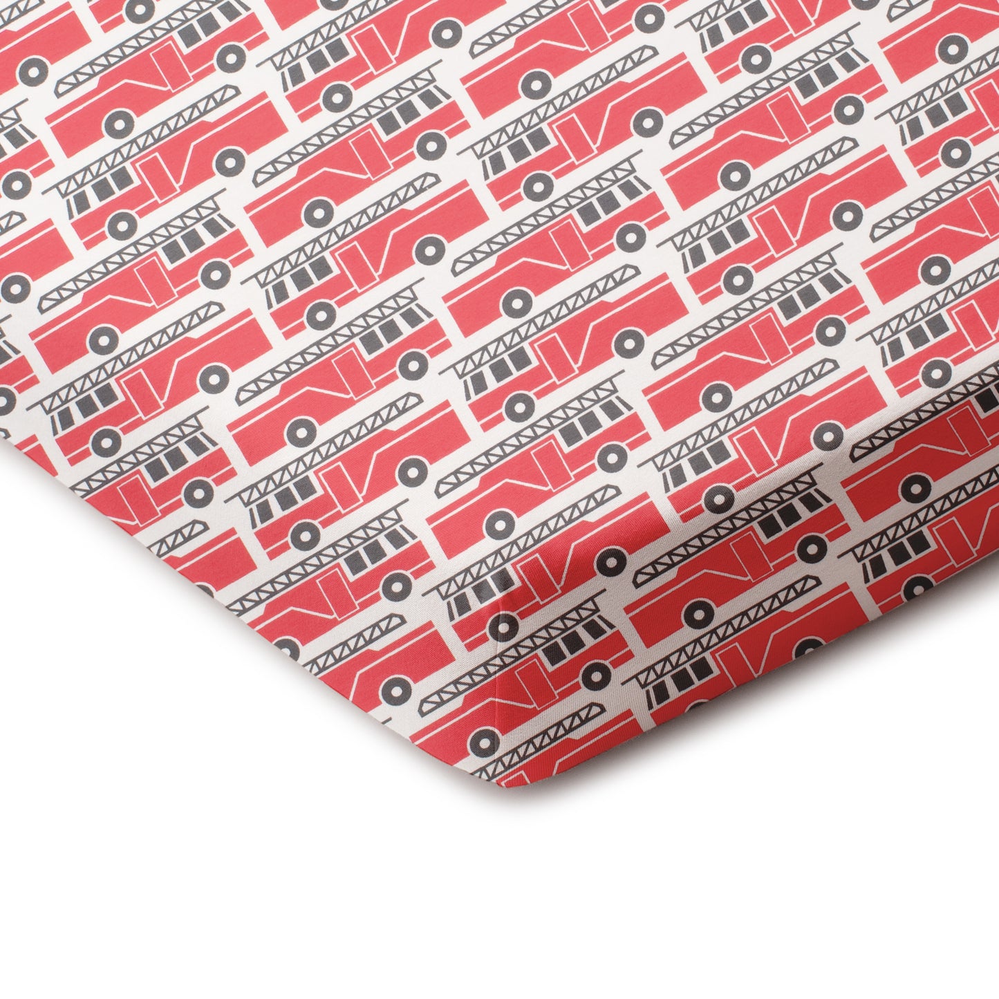Fitted Crib Sheet - Firetrucks Red