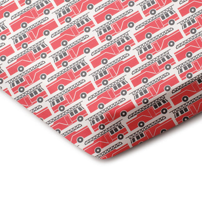 Fitted Crib Sheet - Firetrucks Red