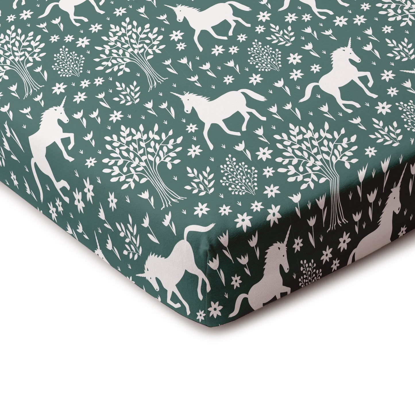 Fitted Crib Sheet - Magical Forest Teal