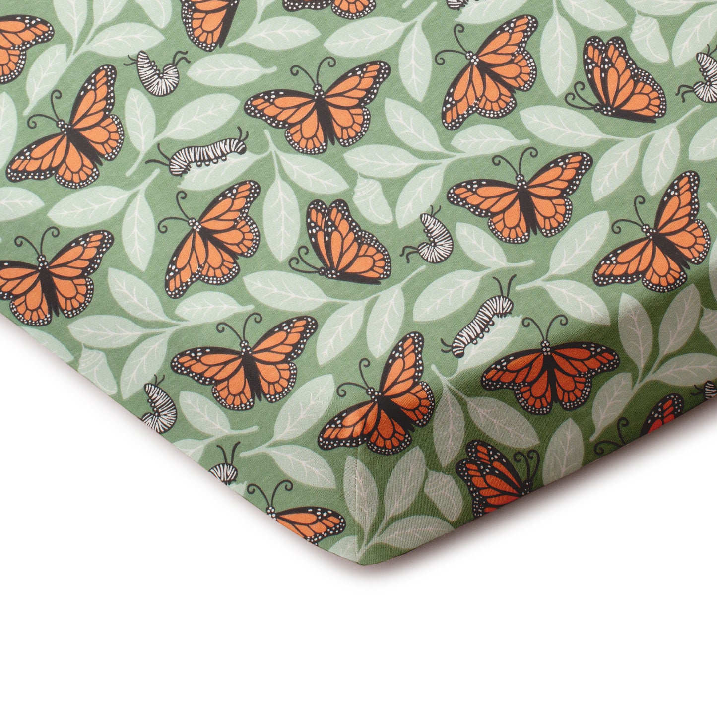 Fitted Crib Sheet - Monarchs Dark Green