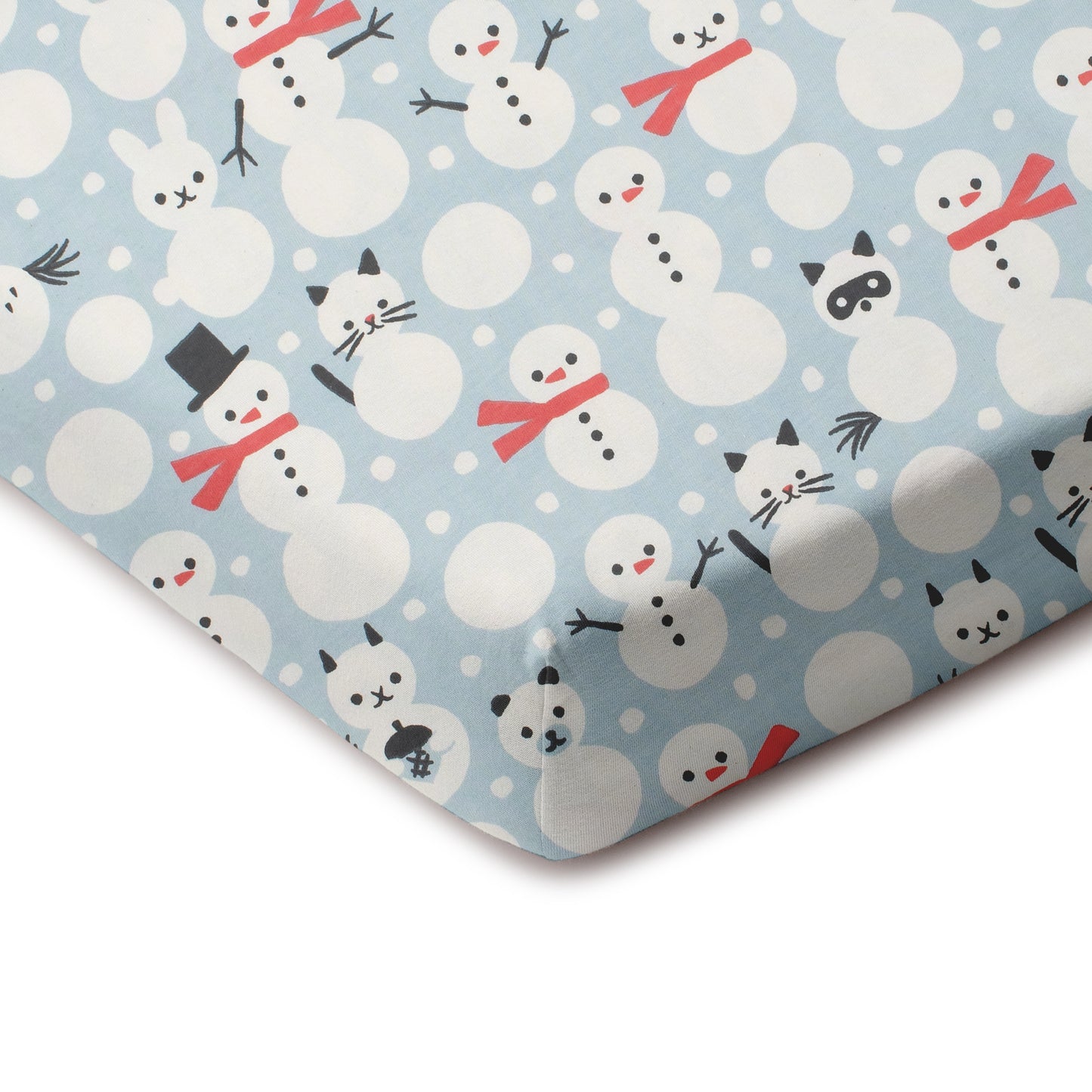 Fitted Crib Sheet - Snow Creatures Sky Blue