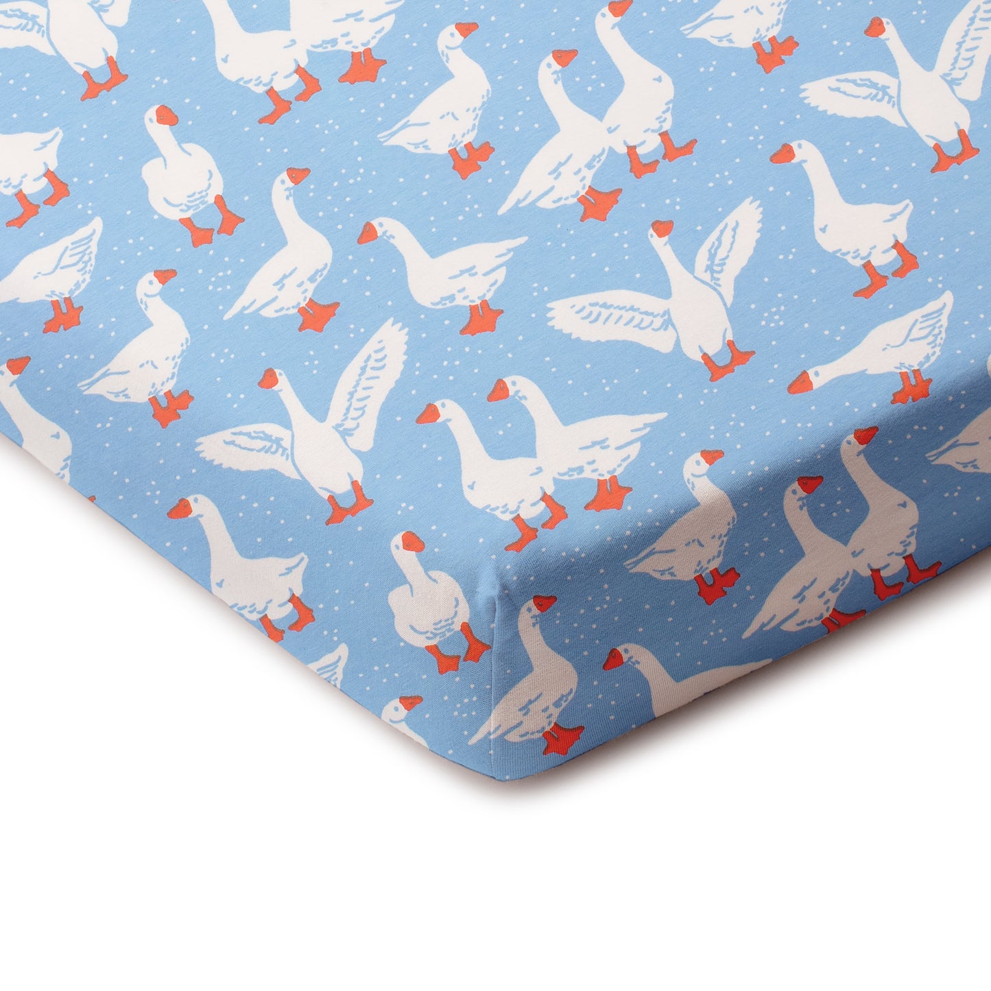 Fitted Crib Sheet - Silly Geese Blue