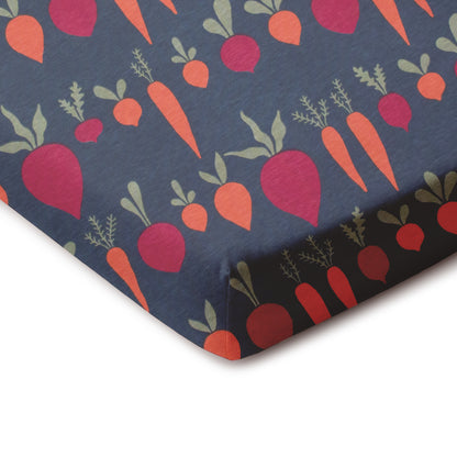 Fitted Crib Sheet - Root Vegetables Night Sky