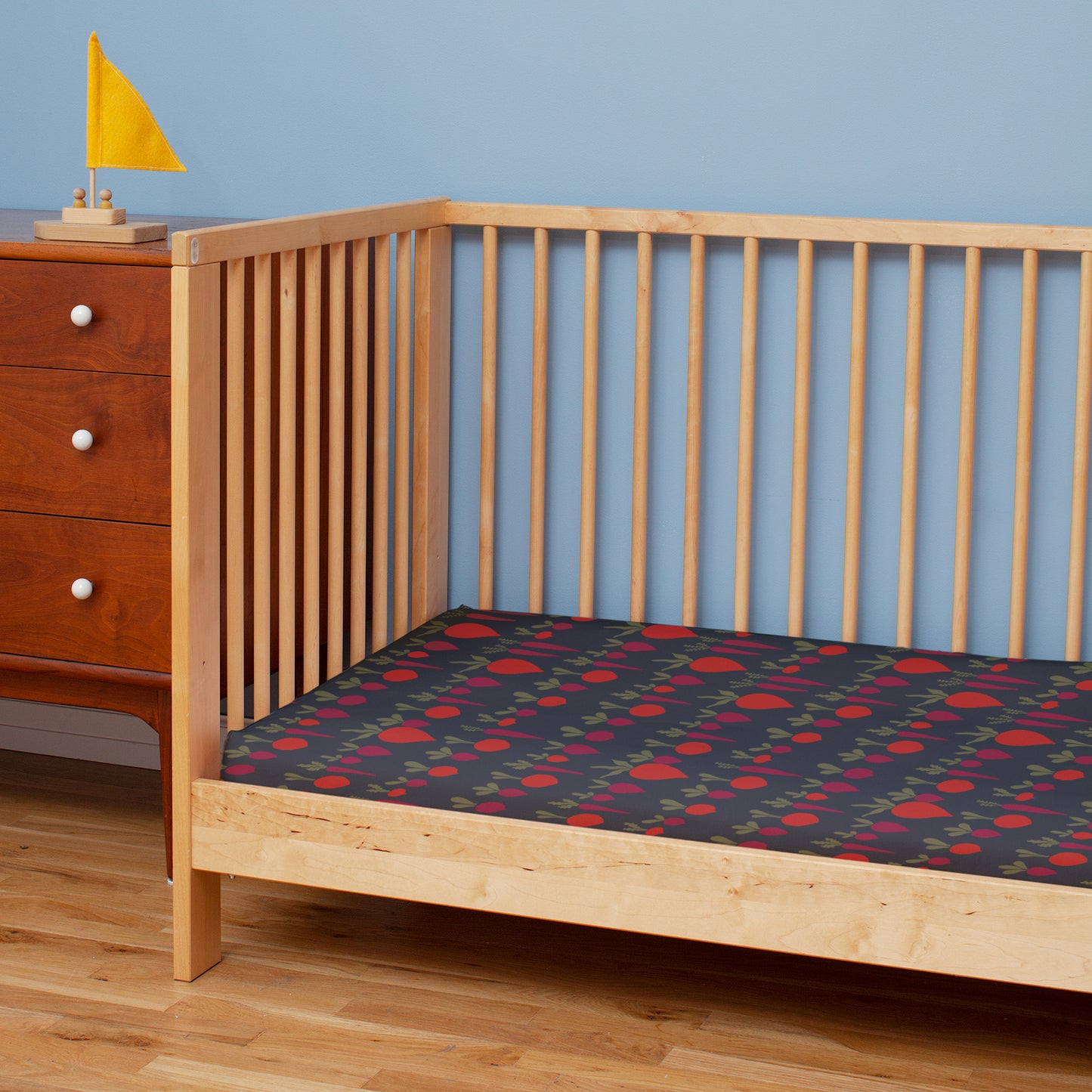 Fitted Crib Sheet - Root Vegetables Night Sky