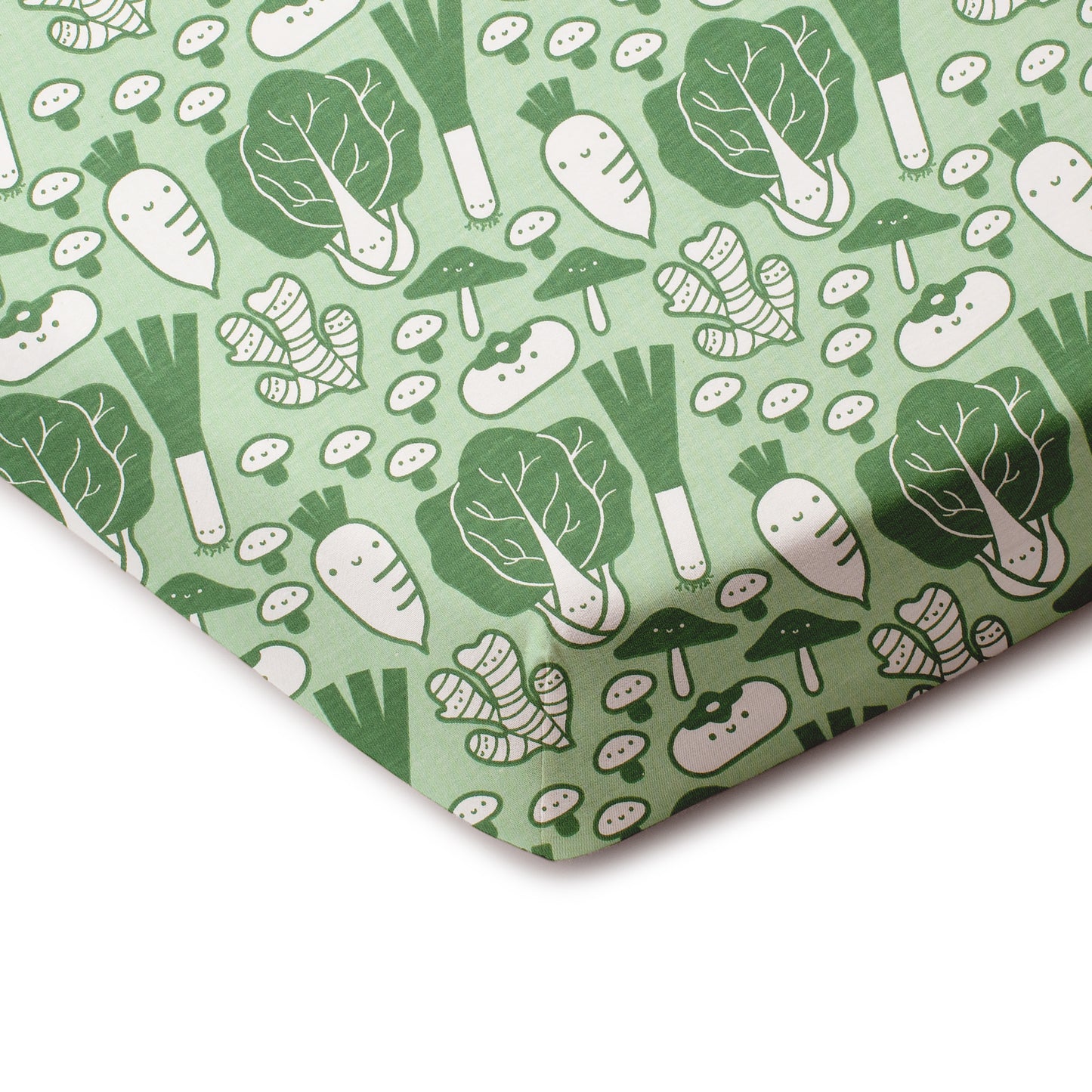Fitted Crib Sheet - Veggies Green
