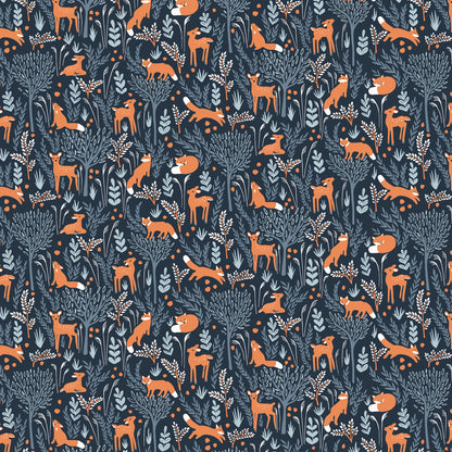 Fitted Crib Sheet - Deer & Foxes Night Sky