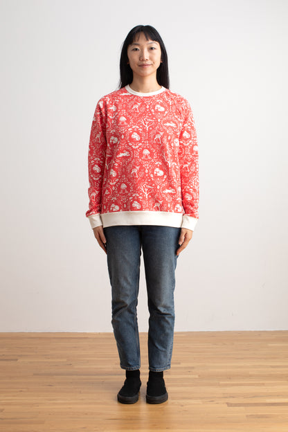 Adult Sweatshirt - Animal Tapestry Red
