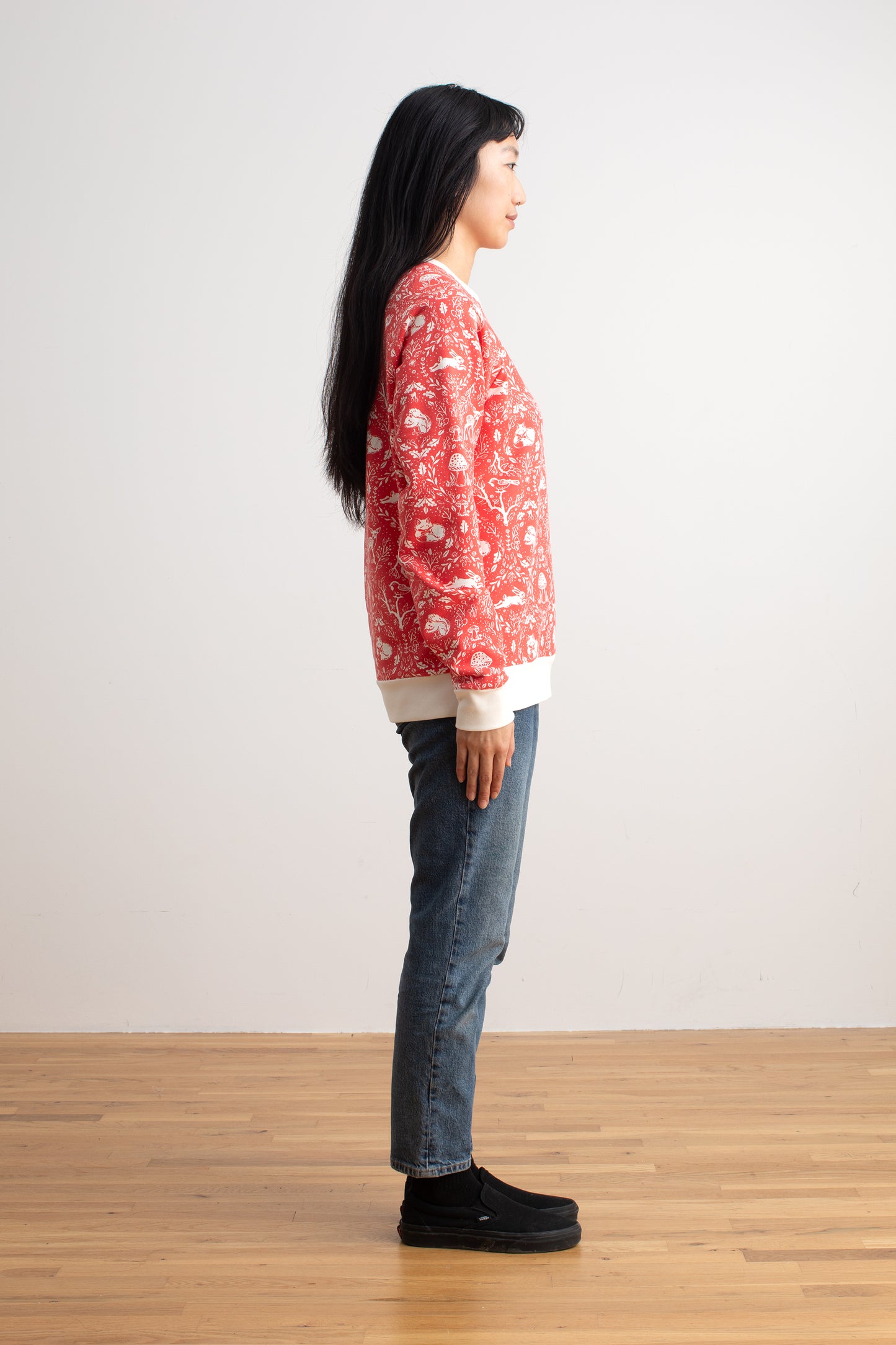 Adult Sweatshirt - Animal Tapestry Red