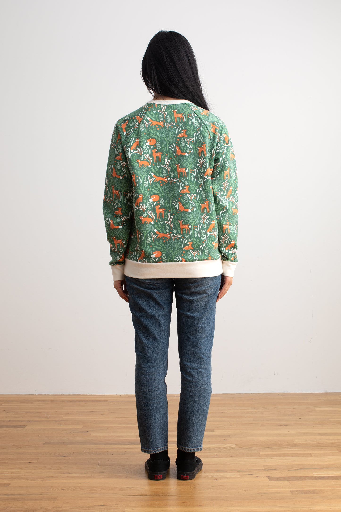 Adult Sweatshirt - Deer & Foxes Green